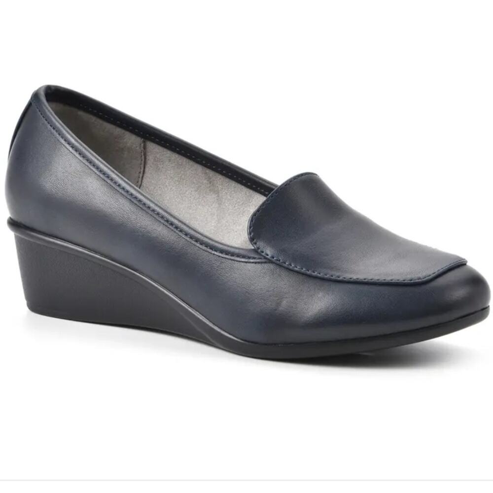 Cliffs by White Mountain Women’s Bravado Wedge Loafers Black Smooth Sz 9.5